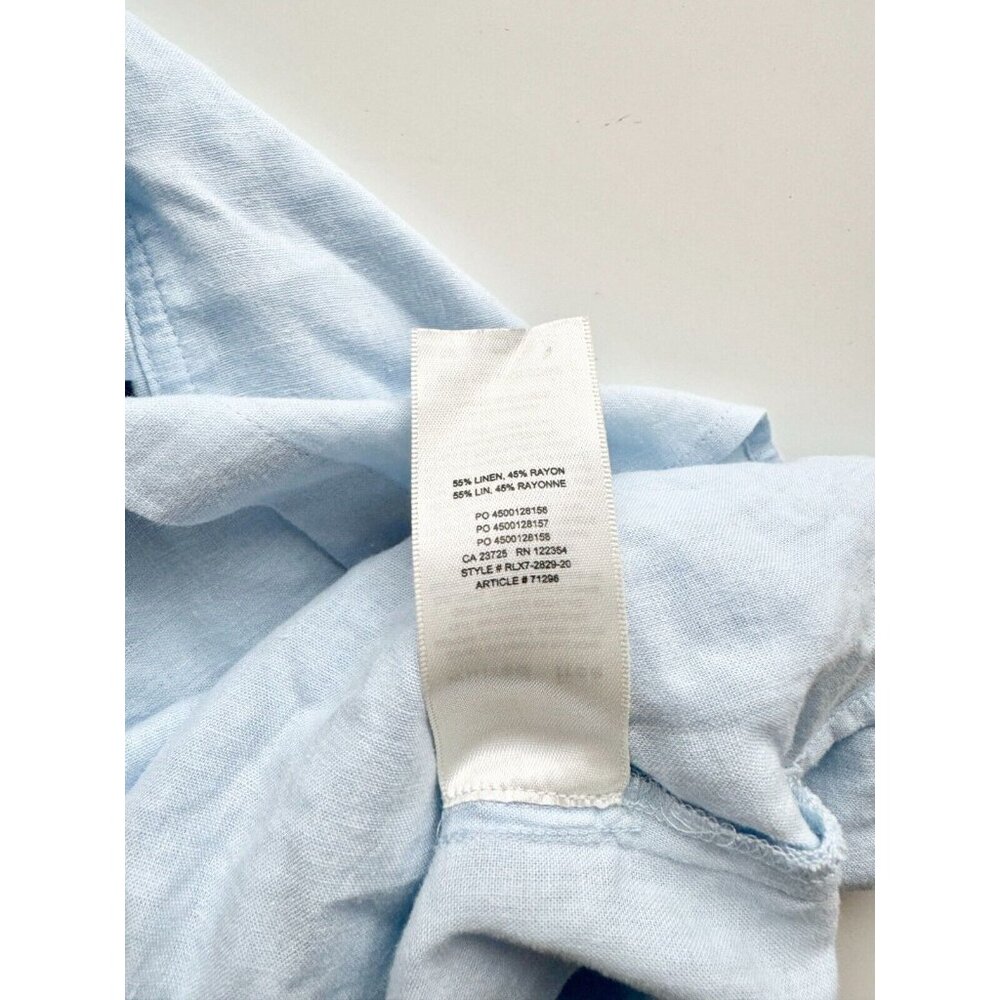 Aritzia WILFRED FREE Light Blue Linen Boyfriend Button-Up Shirt Blouse, Size XS - Picture 9 of 15